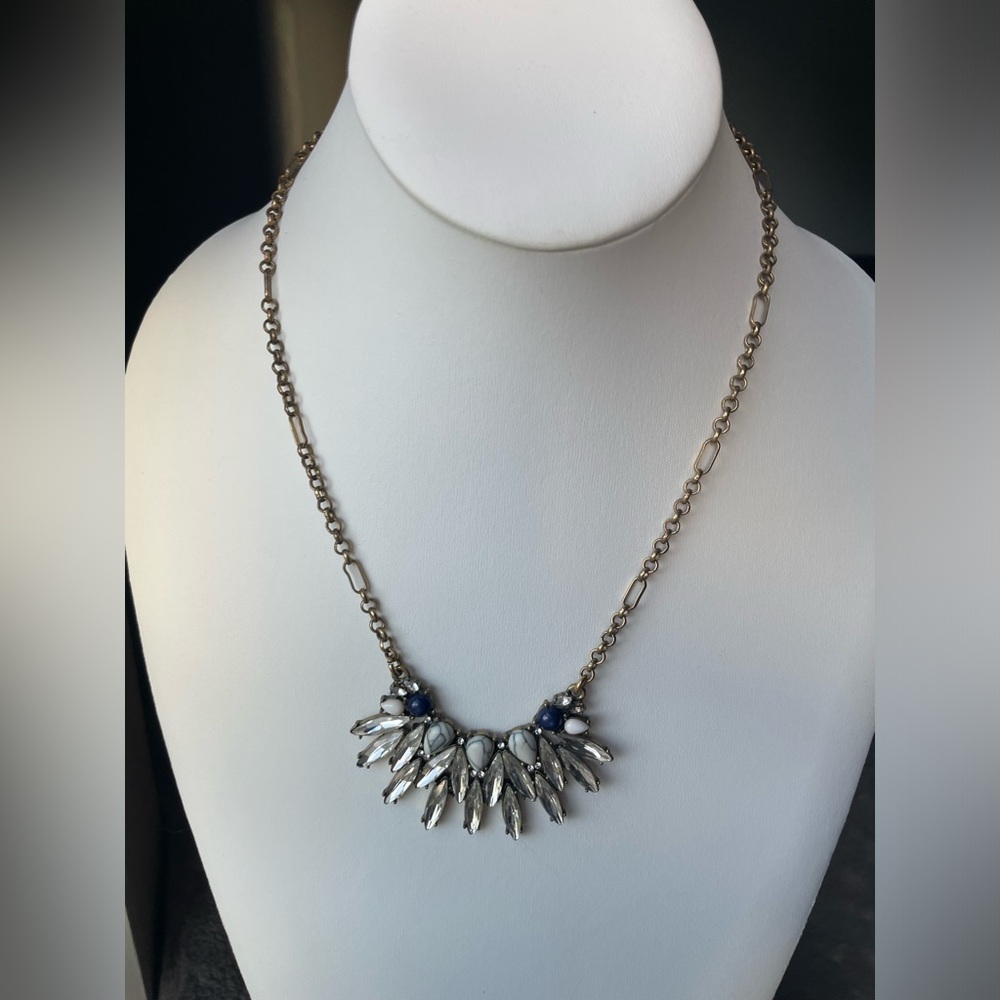 Blue and Crystal - antique style necklace